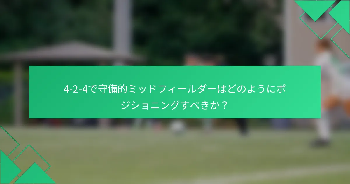 4-2-4で守備的ミッドフィールダーはどのようにポジショニングすべきか？