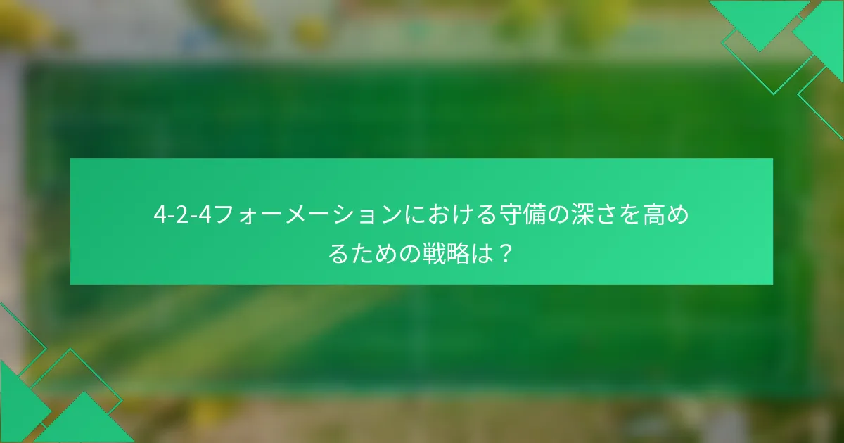 4-2-4フォーメーションにおける守備の深さを高めるための戦略は?