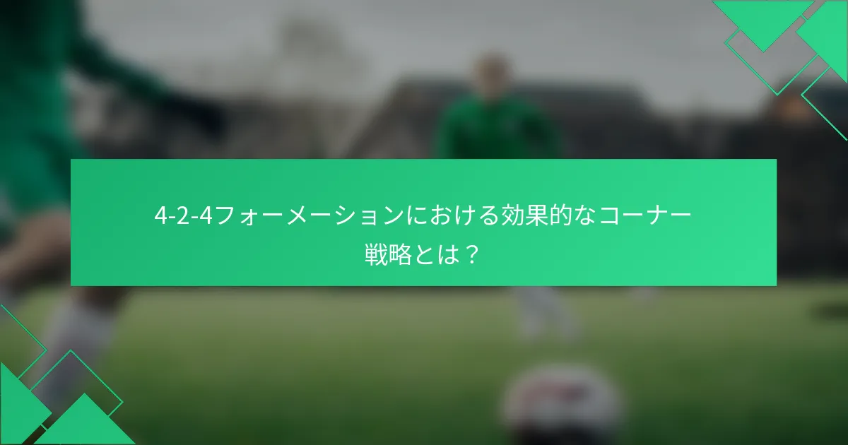 4-2-4フォーメーションにおける効果的なコーナー戦略とは？